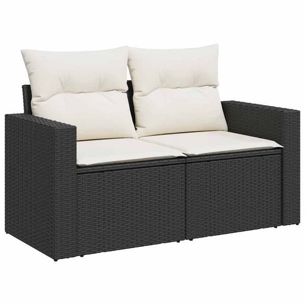 vidaXL Trädgårdsoffset 9 pcs Svart konstrotting