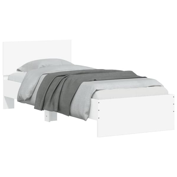 vidaXL Sengeramme med hodegavl og LED-lys hvit 75x190 cm