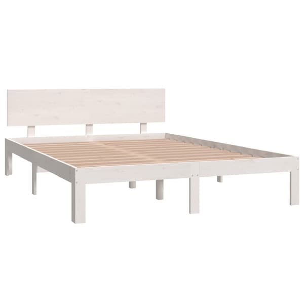 vidaXL Sängram vit massiv furu 140x200 cm