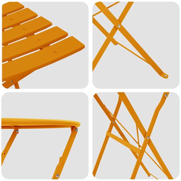 vidaXL Sammenleggbart Bistrosett 3 pcs Sennepsgul Stål
