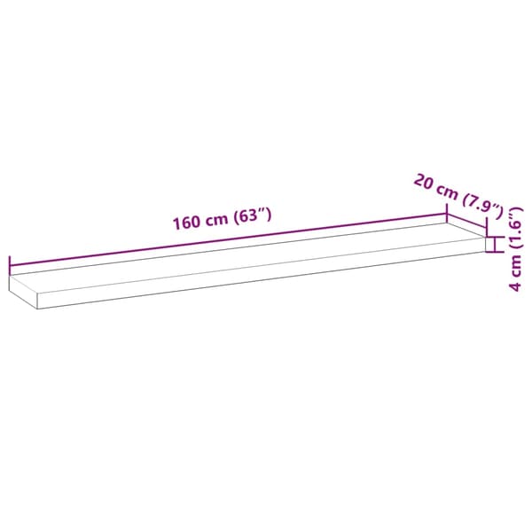vidaXL Bordplate 160x20x4 cm rektangulær heltre akasie