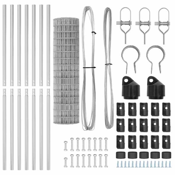 vidaXL Gjerde med stolpe sølv 1 x 25 m Stål og PVC