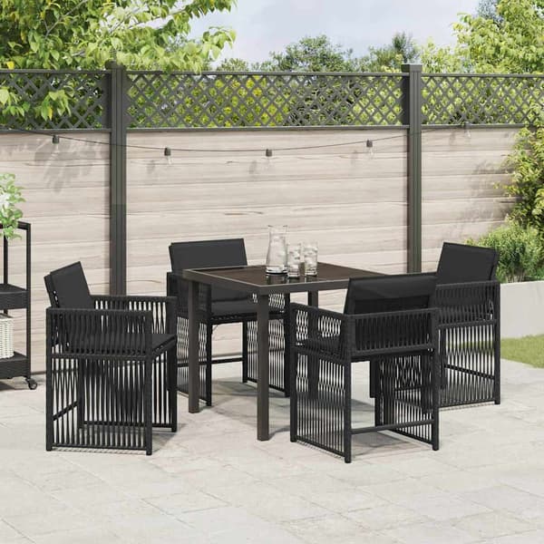 vidaXL Hage Spisegruppe 5 pcs Svart polyrotting