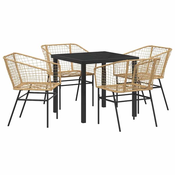 vidaXL Hage Spisegruppe 5 pcs Brun polyrotting
