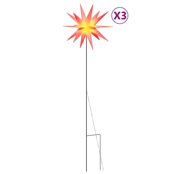 vidaXL Julelys med plugger og LED 3 stk foldbar rød 57 cm