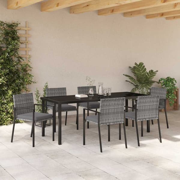 vidaXL Trädgårdsmöbelset 6 pcs Grå Pulverlackerat stål