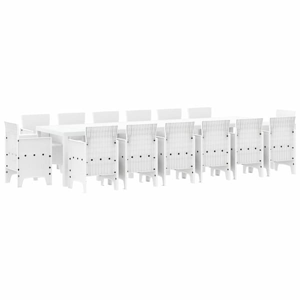 vidaXL Trädgårdsmöbelset 15 pcs Vit Polt rotting