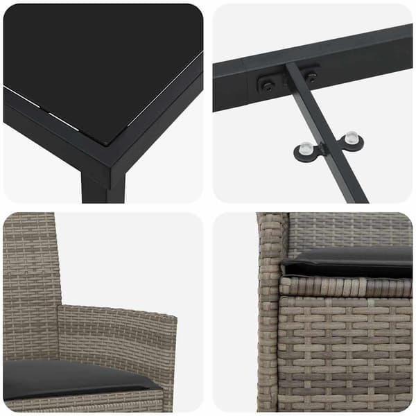 vidaXL Trädgårdsmöbelset 7 pcs Grå konstrotting