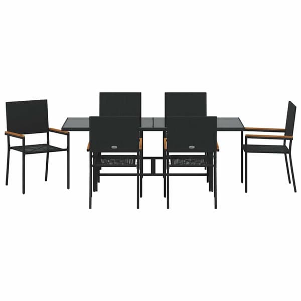 vidaXL Hage Spisegruppe 7 pcs Svart polyrotting