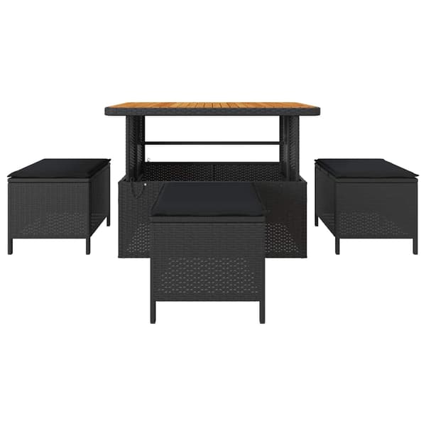 vidaXL Trädgårdsmöbelset Svart konstrotting
