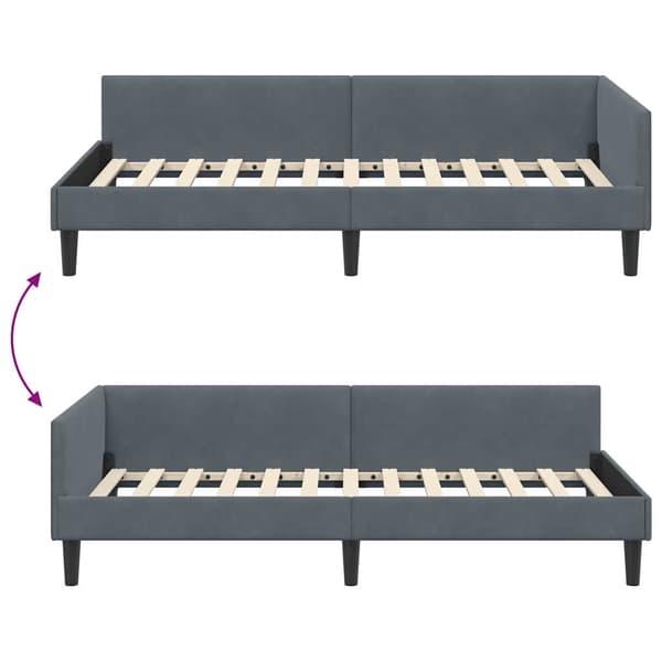 vidaXL Sängram Mörkgrå 90 x 200 cm Sammet och konstruerat trä