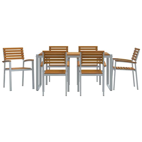 vidaXL Hage Spisegruppe 7 pcs Grå Solid akasietre