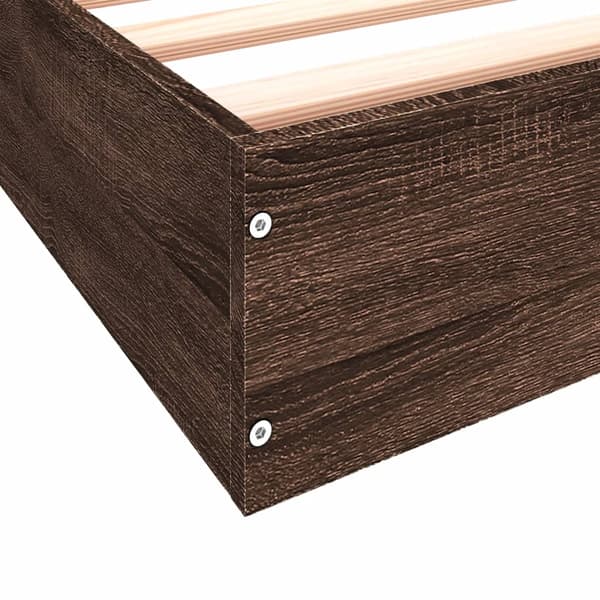 vidaXL Sängram brun ek 75x190 cm konstruerad trä