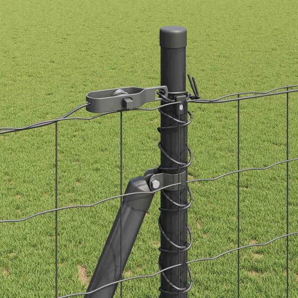 vidaXL Gjerde med stolpe Grå 1,6 x 10 m Stål og PVC
