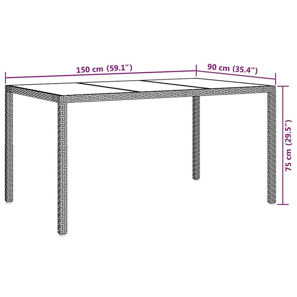 vidaXL Trädgårdsbord Vit 150 x 90 x 75 cm konstrotting