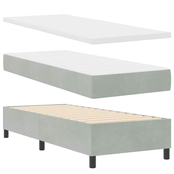 vidaXL Bäddfjäder med madrass Ljusgrå 80 x 200 cm Sammet
