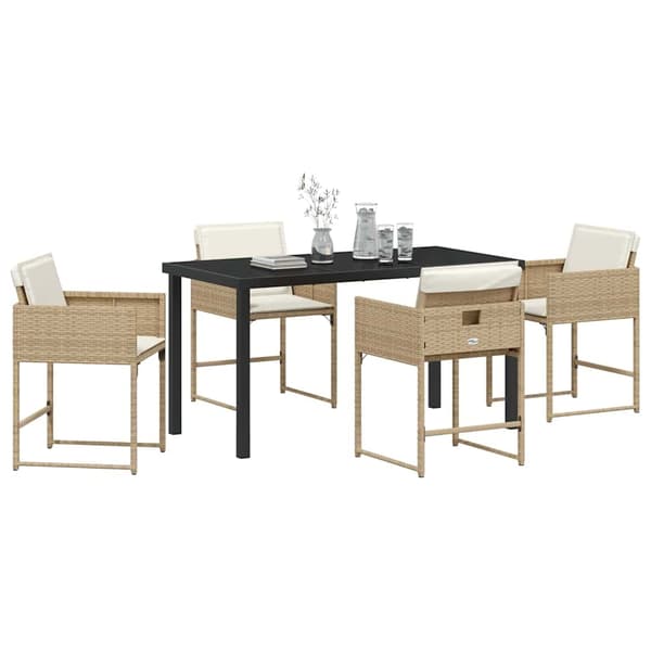 vidaXL Hage Spisegruppe 5 pcs Beige polyrotting