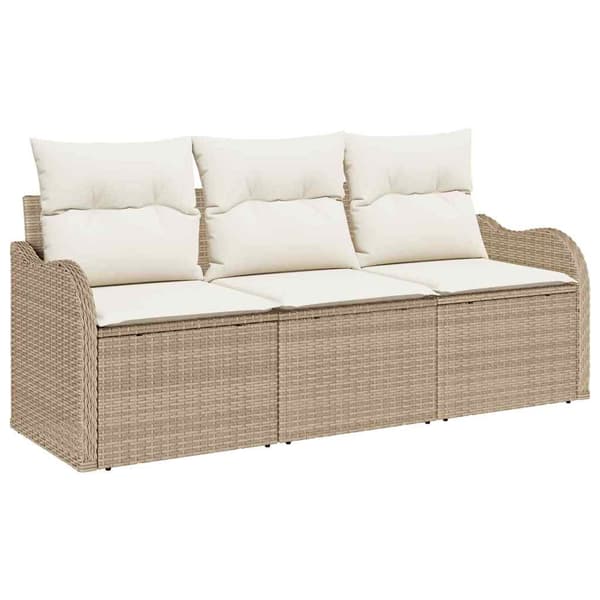 vidaXL Trädgårdsoffset med lagring 3 pcs Beige Poly rattan