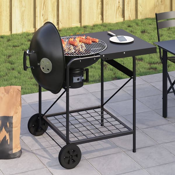 vidaXL Svart Stål Standard Bärbar Utomhusgrill Rektangulär Modern