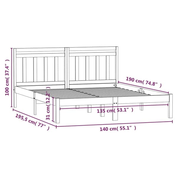 vidaXL Sengeramme 135x190 cm Double heltre
