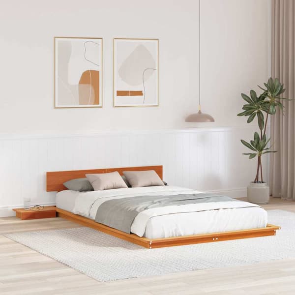 vidaXL Sängram Brun 135 x 190 cm trä
