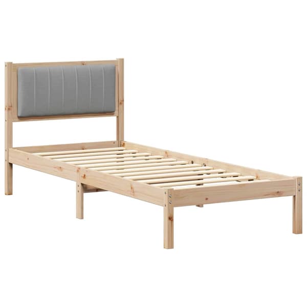 vidaXL Sängram med Vadderad Sänggavel Ljusgrå 75 x 190 cm