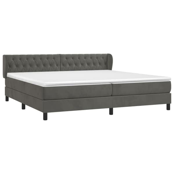 vidaXL Ramsäng med madrass mörkgrå 200x200 cm sammet