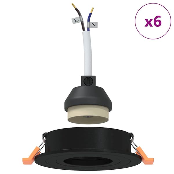 vidaXL Spotlight 6 pcs Svart 9 x 9 x 2 cm Aluminium