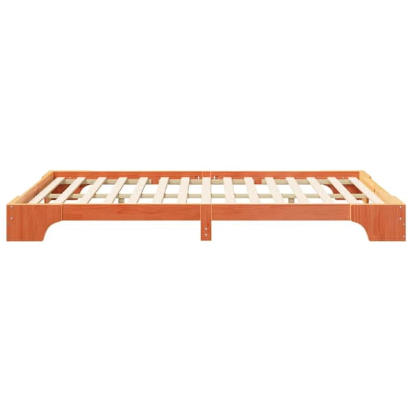 vidaXL Sängram Brun 140 x 210 cm Massiv furu