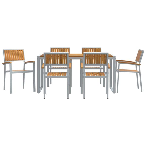 vidaXL Trädgårdsmöbelset 7 pcs Grå Massivt Akaciaträ