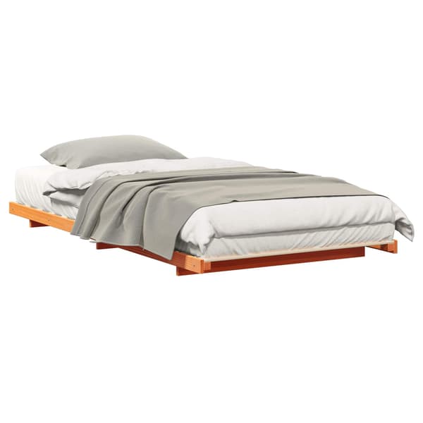vidaXL Sängram Vaxbrun 75 x 190 cm Massiv furu
