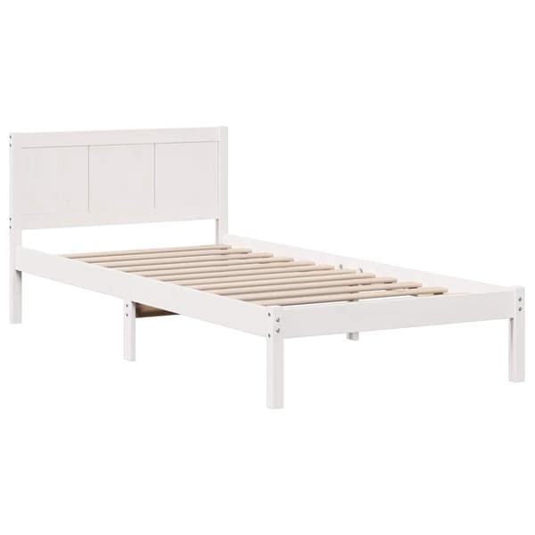 vidaXL Sängram Vit 90 x 200 cm Massivt tallträ