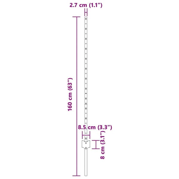 vidaXL Stängselstolpe 5 pcs Silver 120 cm Stål