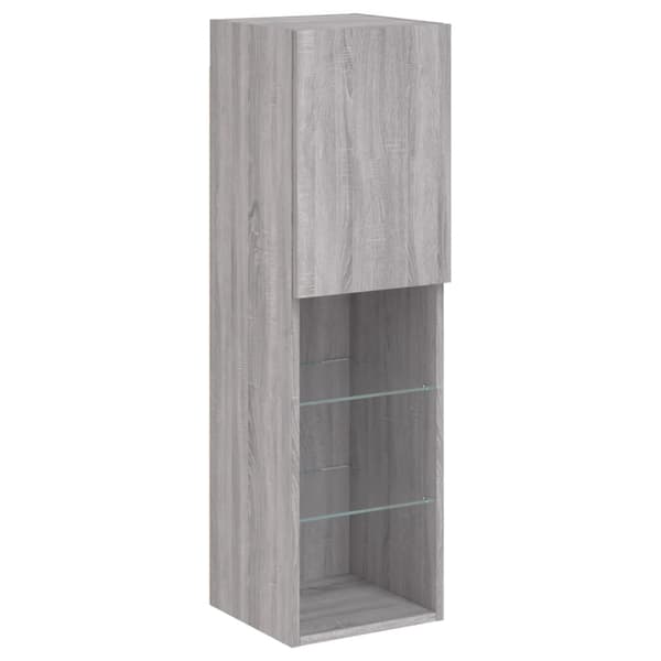 vidaXL TV-benk med LED-lys grå sonoma 30,5x30x102 cm