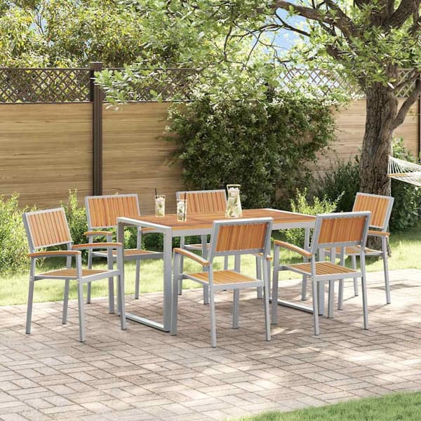 vidaXL Hage Spisegruppe 7 pcs Grå Solid akasietre