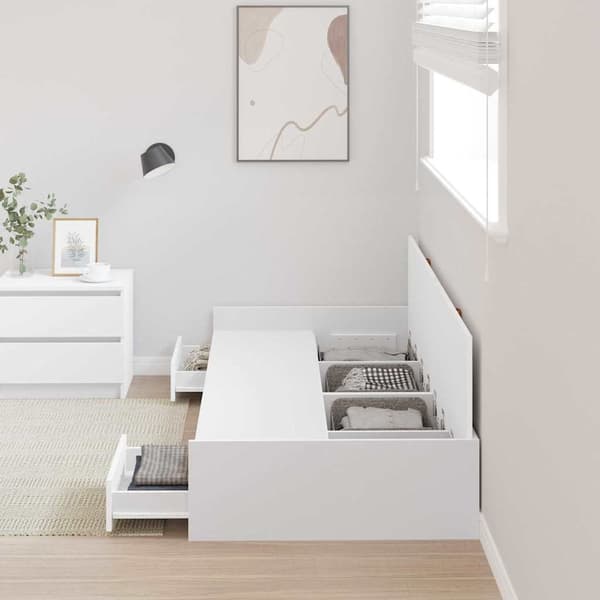 vidaXL Sengestamme med hodegjerde Hvit 80 x 200 cm Konstruert tre