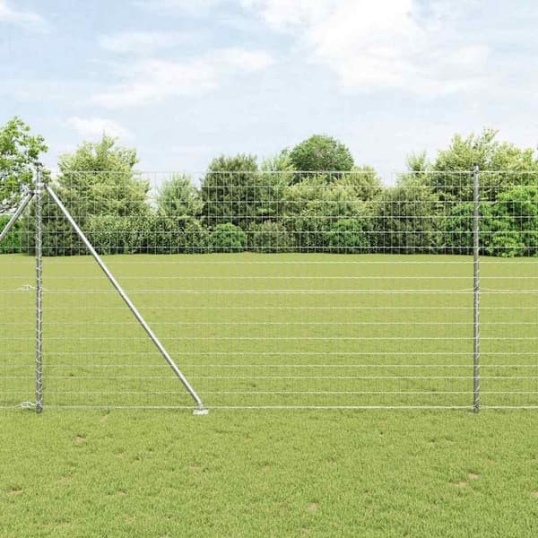 vidaXL Staket med stolpe silver 1,6 x 10 m Stål