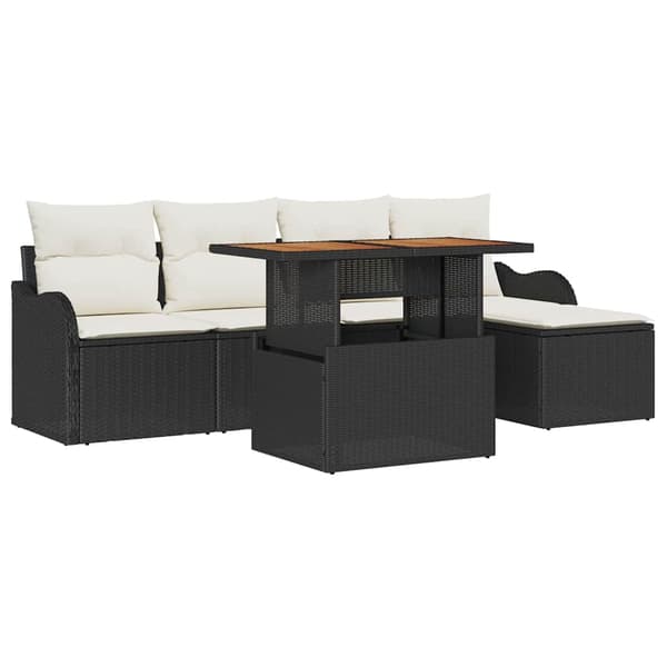 vidaXL Trädgårdsoffset med lagring 6 pcs Svart Poly rattan