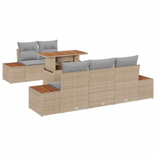 vidaXL Trädgårdsmöbelset med kudde 6 pcs Beige och Grå