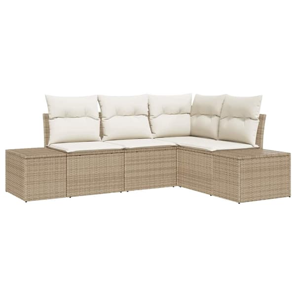 vidaXL Trädgårdsoffset 4 pcs Beige och gräddfärgad konstrotting