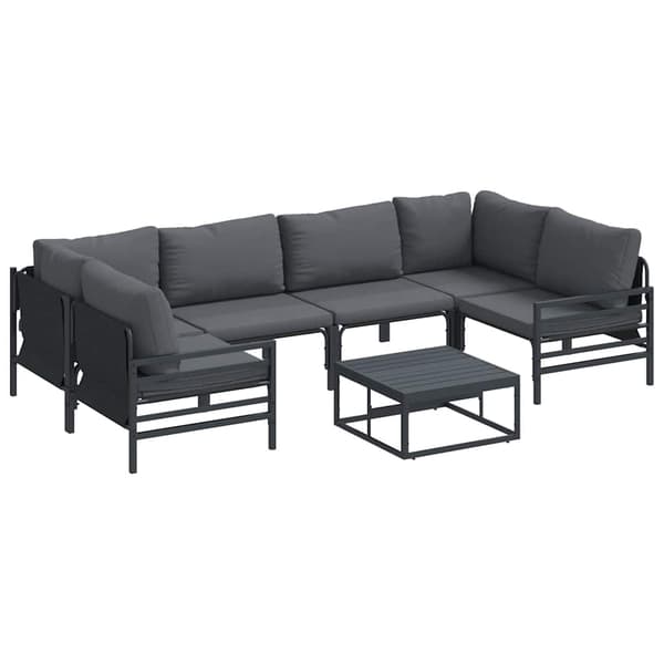 vidaXL Hagesofa Set med pute 7 pcs Svart Stål