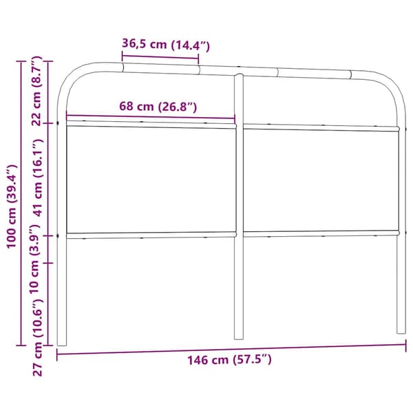 vidaXL Utskiftbar sengegavl brun eik 140 cm stål og konstruert tre