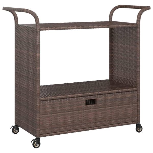 vidaXL Serveringsvagn med låda brun 100x45x97 cm konstrotting