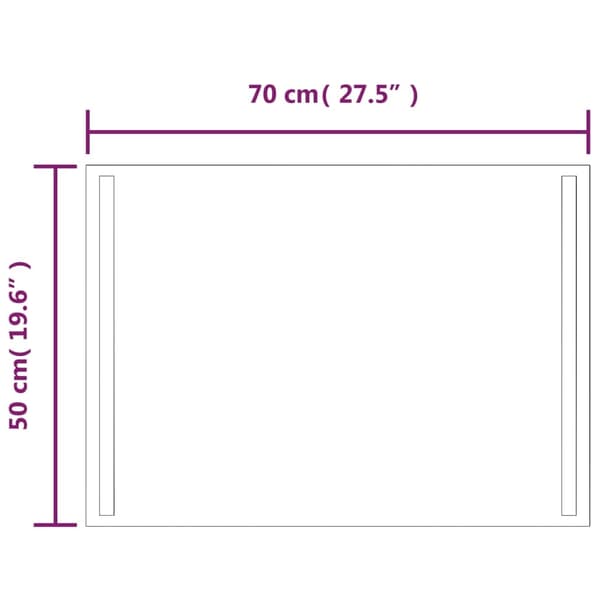 vidaXL Baderomsspeil med LED 50x70 cm