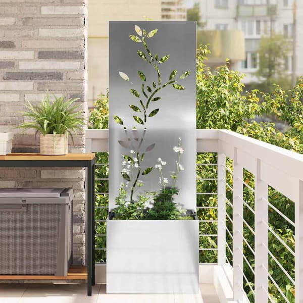 vidaXL Trädgårds integritetsskärm Blommor Silver 50 x 32 x 150 cm