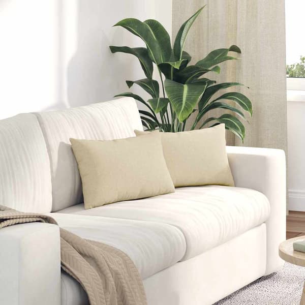 vidaXL Soffkuddar 2 st Gräddvit 50 x 30 cm tyg