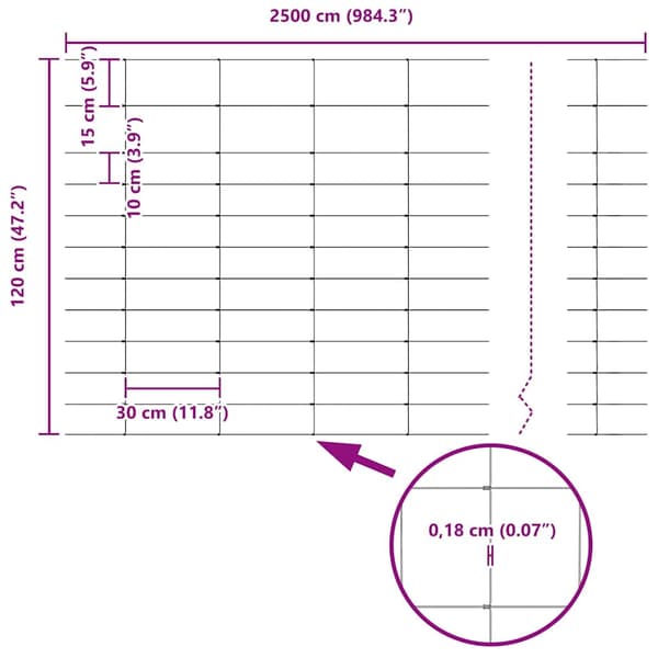vidaXL Jordegjerde sølv 25 x 1,2 m Galvanisert stål