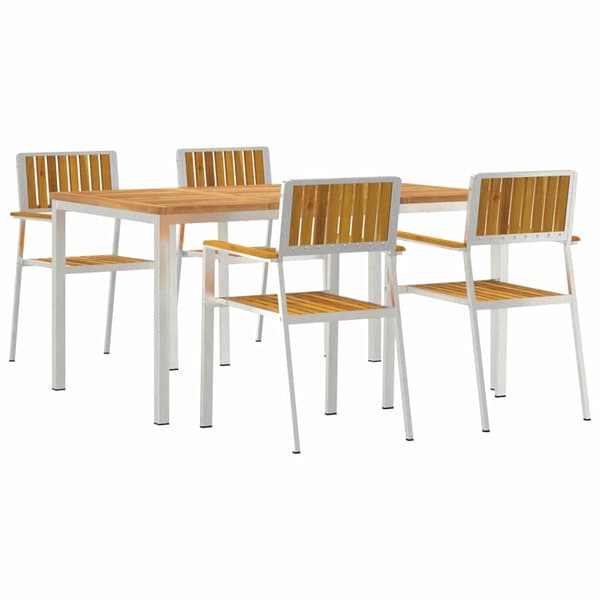vidaXL Utendørs spisestue sett 5 pcs Brun Solid akasietre
