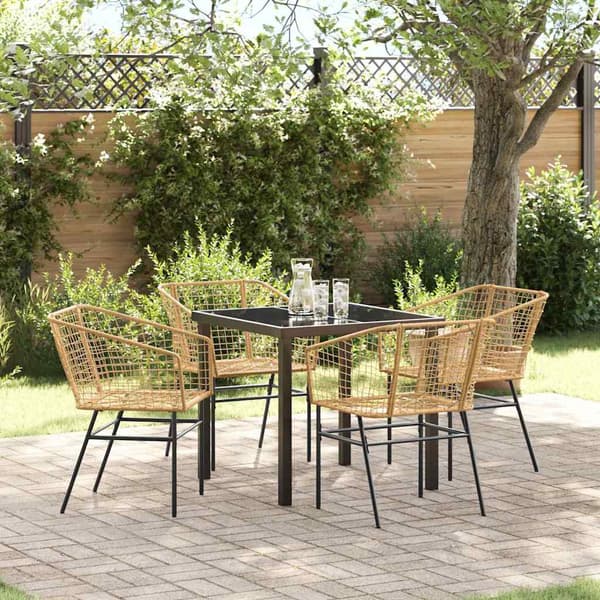 vidaXL Hage Spisegruppe 5 pcs Brun polyrotting