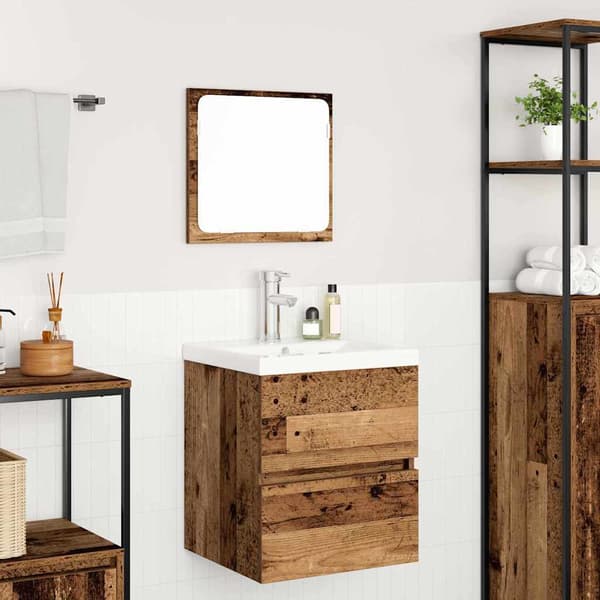 vidaXL Badrumsmöbelset 2 pcs Gamla trä och vit Konstruerat trä